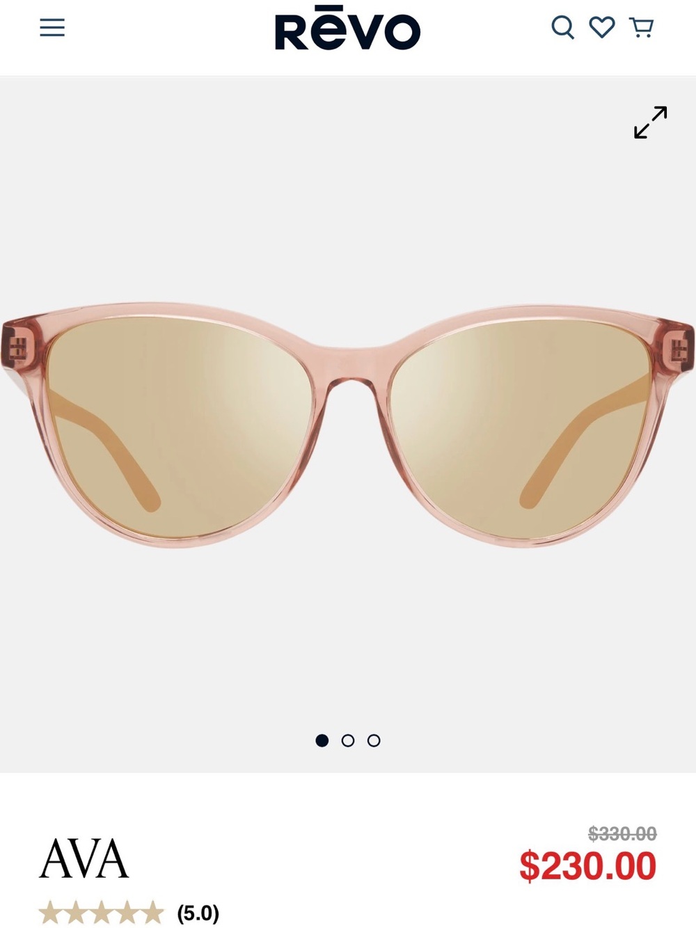 Revo Ava Translucent Pink Frame with Gold-Mirror Lenses
